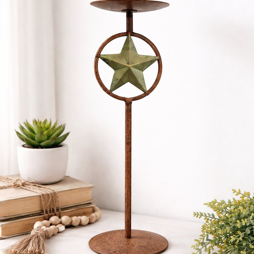 Yankee Candle Primitive Barn Star Candelabra Pillar Holder Rustic